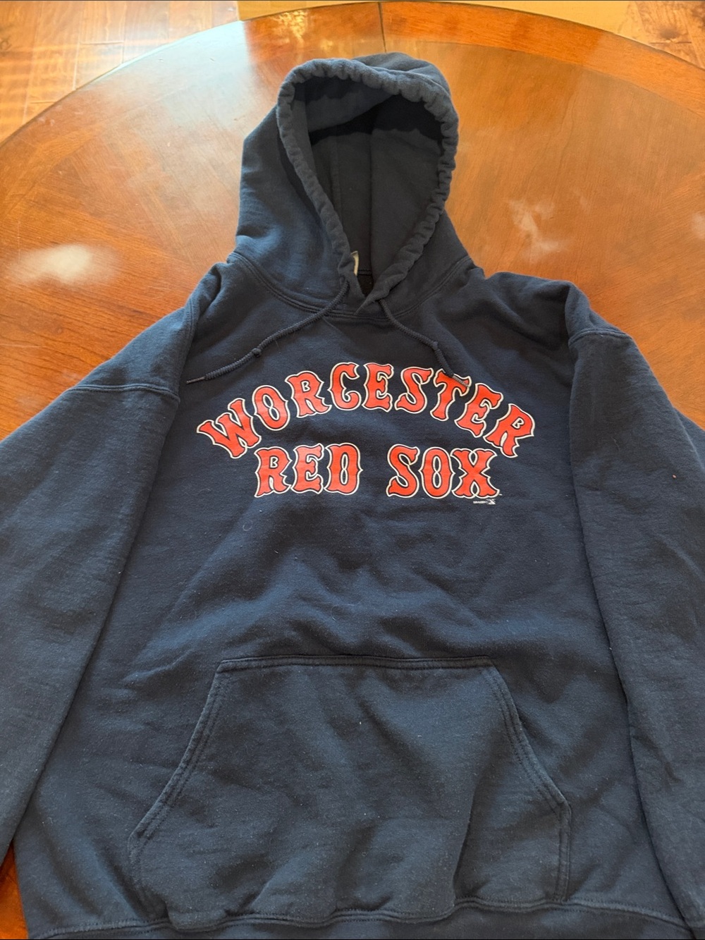 Unisex Navy Hooded Sweatshirt with Worcester Red Sox Chest Graphic